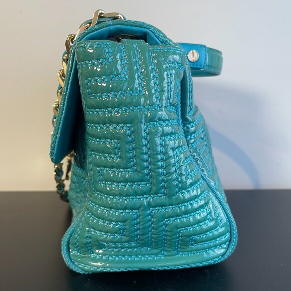 Gianni Versace Couture Turquoise Patent Leather Shoulder Bag - Preowned - Picture 5 of 16